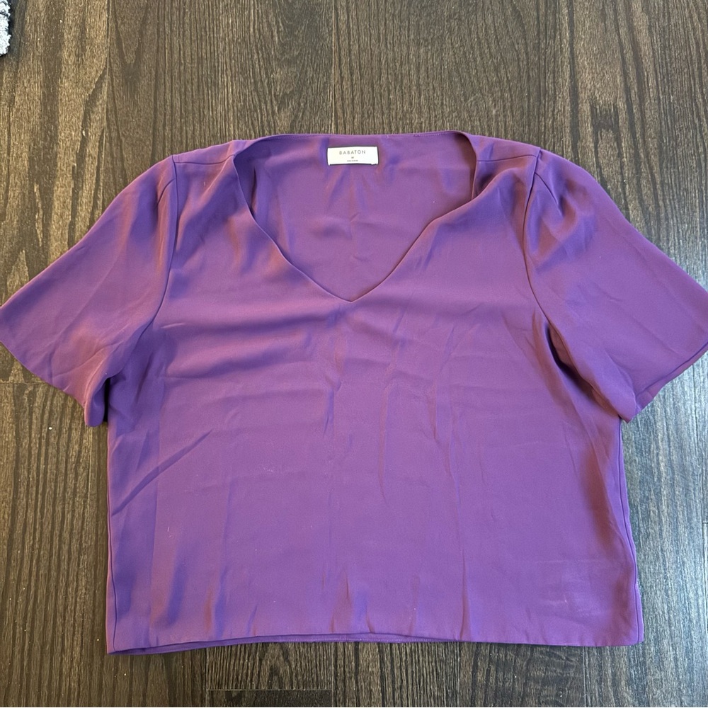 Babaton Short Sleeve V-Neck Tee - Purple